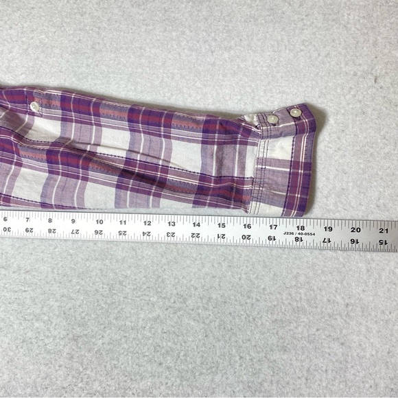 Sonoma Life Style Women's L Purple Plaid Flannel Button Up Collared Long Sleeve - Picture 15 of 15
